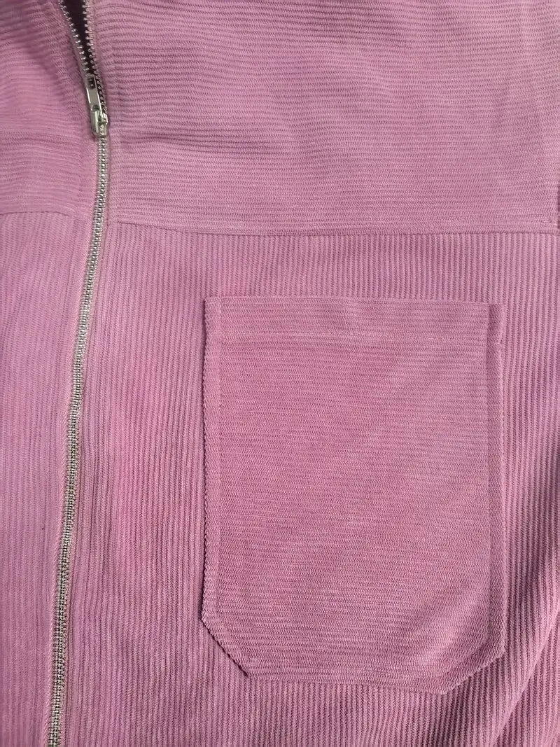 Maelis -  Women's ribbed jacket with zipper and straight fit