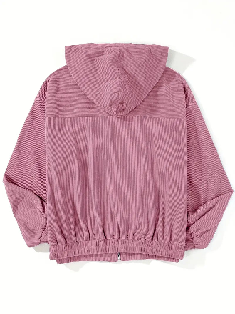 Maelis -  Women's ribbed jacket with zipper and straight fit