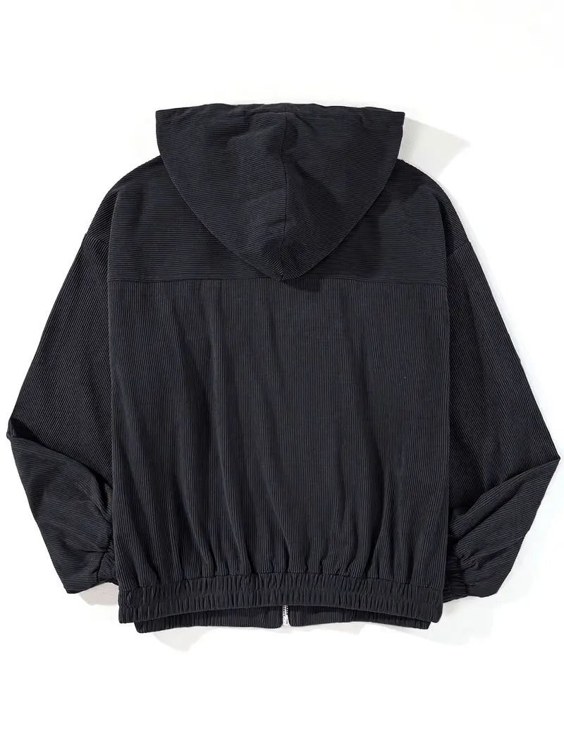 Maelis -  Women's ribbed jacket with zipper and straight fit