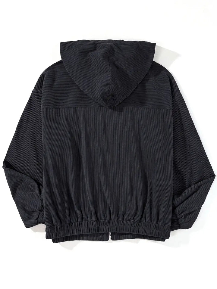 Maelis -  Women's ribbed jacket with zipper and straight fit