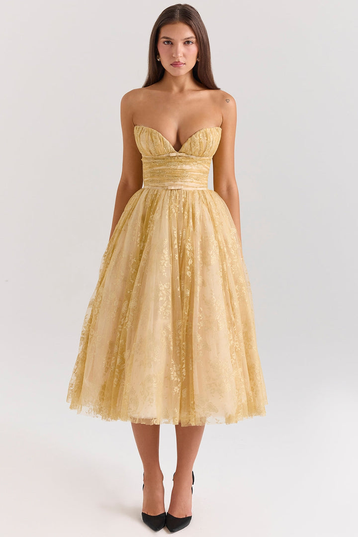 Galia - Golden Corset Dress