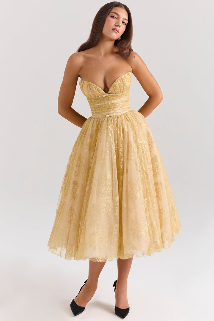 Galia - Golden Corset Dress