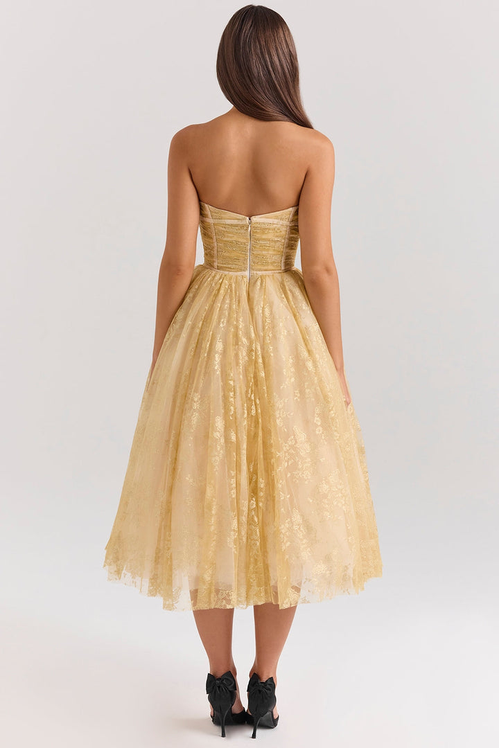 Galia - Golden Corset Dress