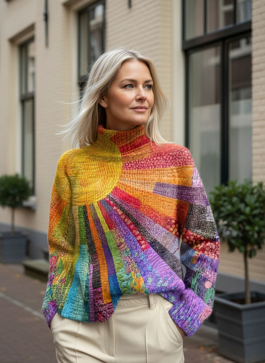 Winslet -  Cheerful colorful turtleneck sweater