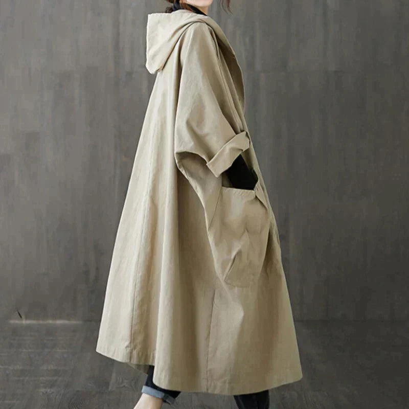 Liora - Women's Trench Coat Oversized Style with Functional Pocket Details
