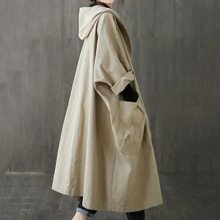 Liora - Women's Trench Coat Oversized Style with Functional Pocket Details