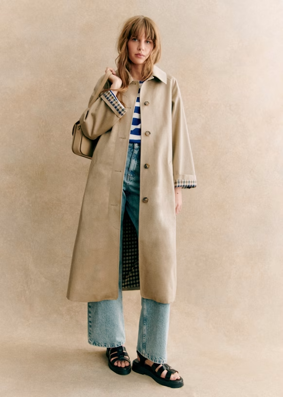 Avelisse -  Timeless Spring Coat with Subtle Checked Lining