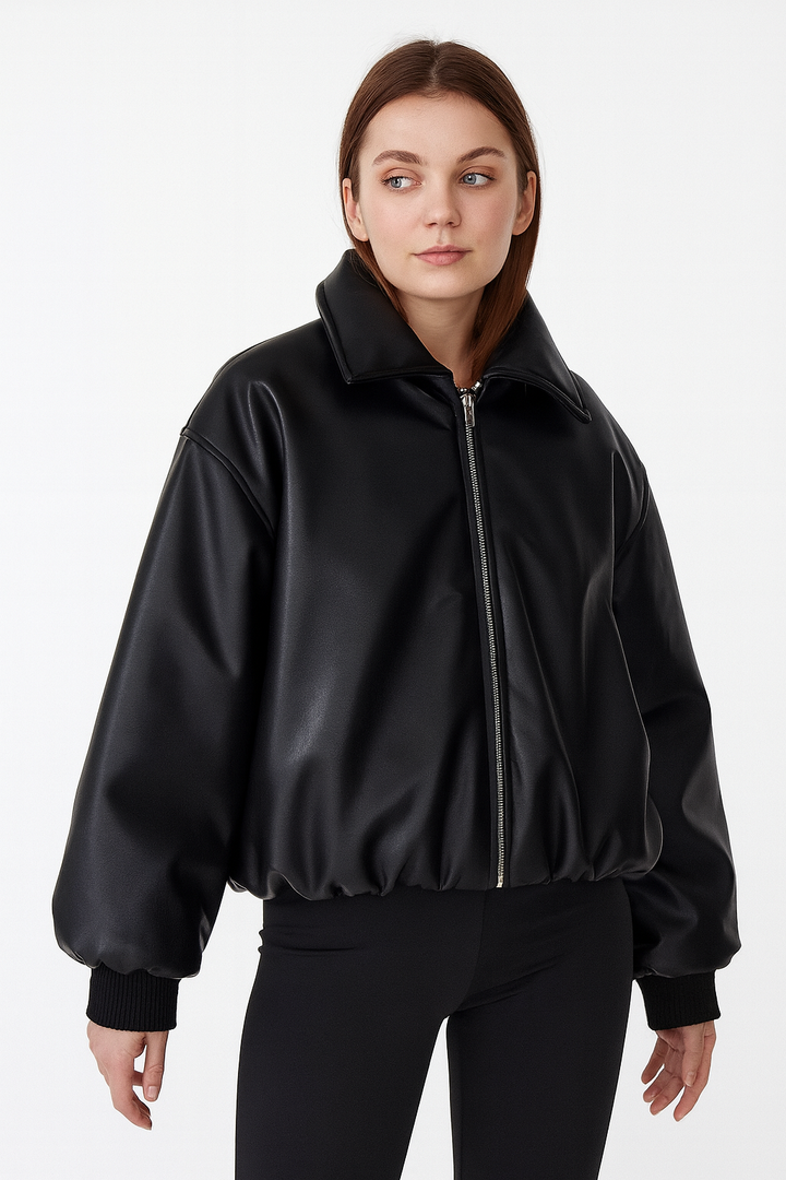 Azariah - Oversized Vegan Leather Jacket with Warm Lining