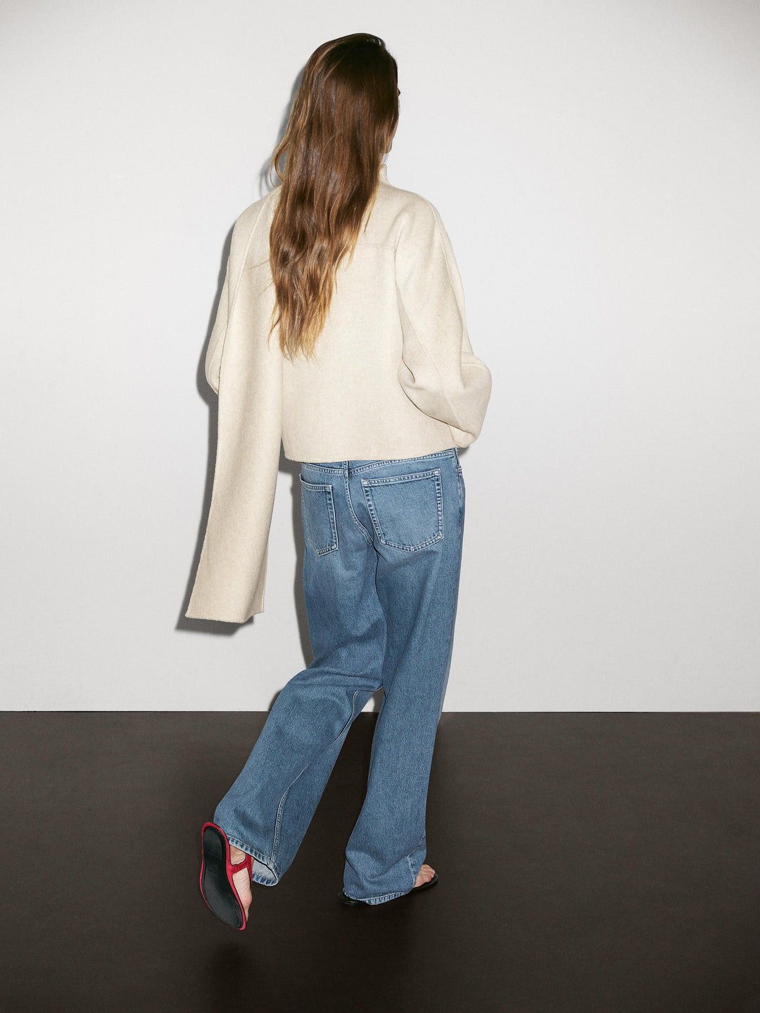 Belinda -  Asymmetric Wool Blend Coat with Scarf Detail