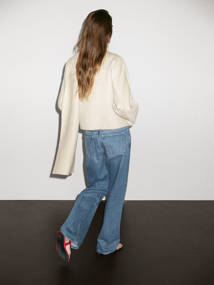 Belinda -  Asymmetric Wool Blend Coat with Scarf Detail