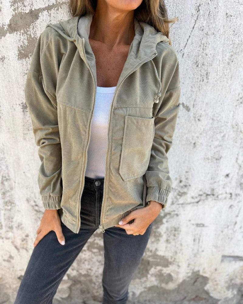 Maelis -  Women's ribbed jacket with zipper and straight fit