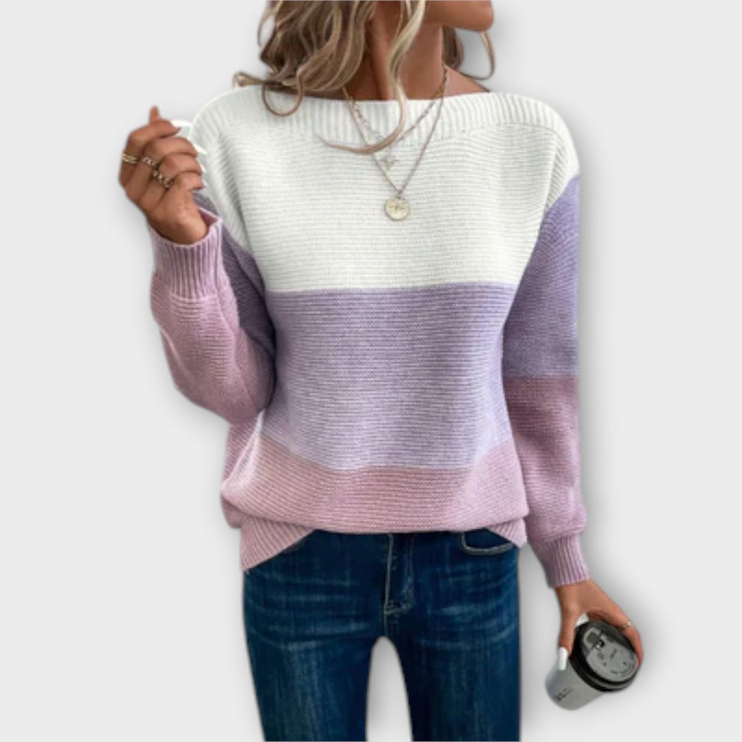 Margot - Elegant three-tone patchwork sweater