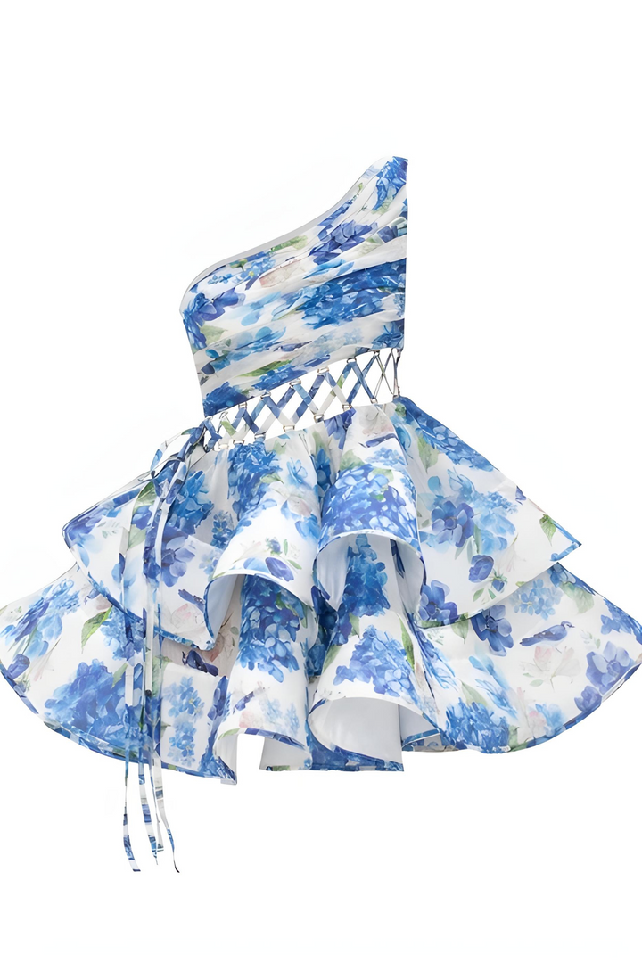 Nerissa - Floral One Shoulder Mini Dress