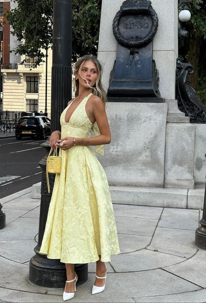 Frida - Halter Sleeveless Midi Dress