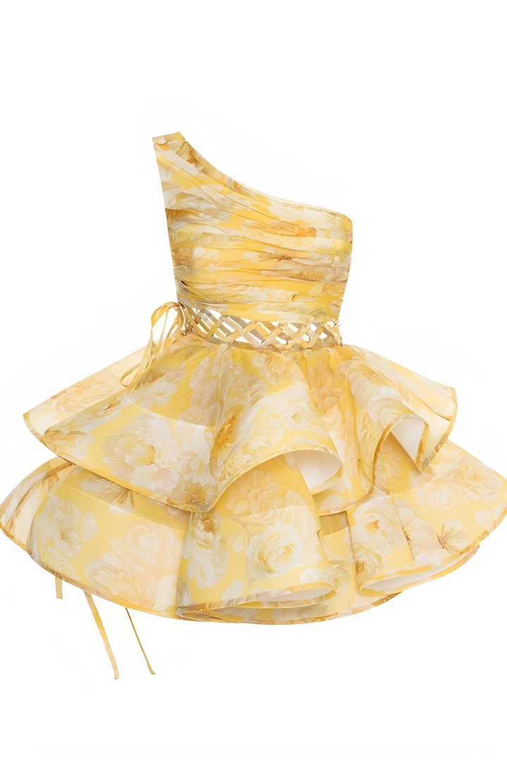 Nerissa - Floral One Shoulder Mini Dress