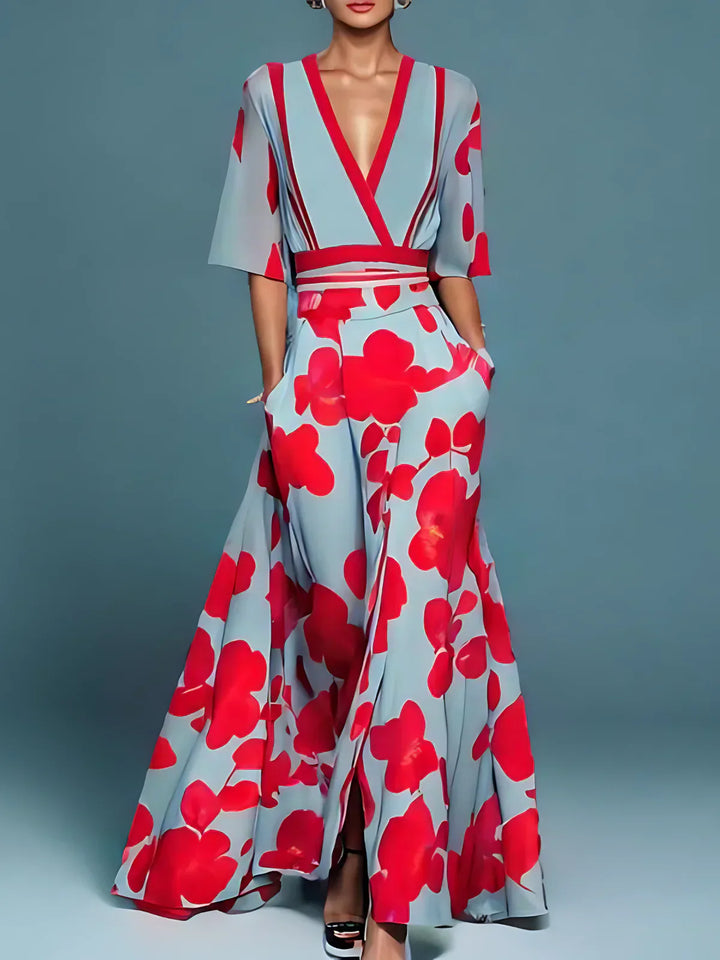 Avirelle -  Elegant Floral Wrap Dress