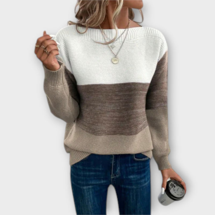 Margot - Elegant three-tone patchwork sweater