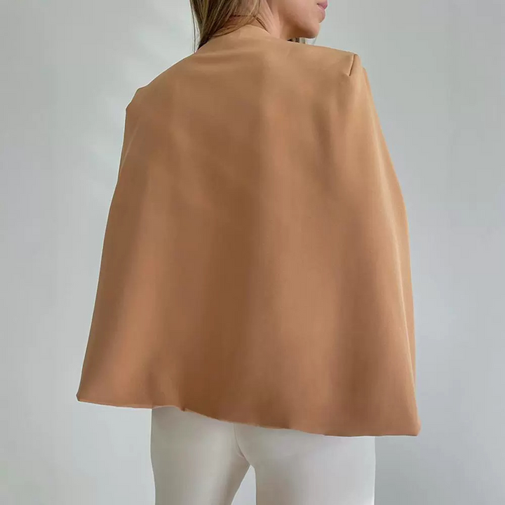 Isolde - Collarless Women's Coat with Scarf  Minimalist Design & Timeless Elegance