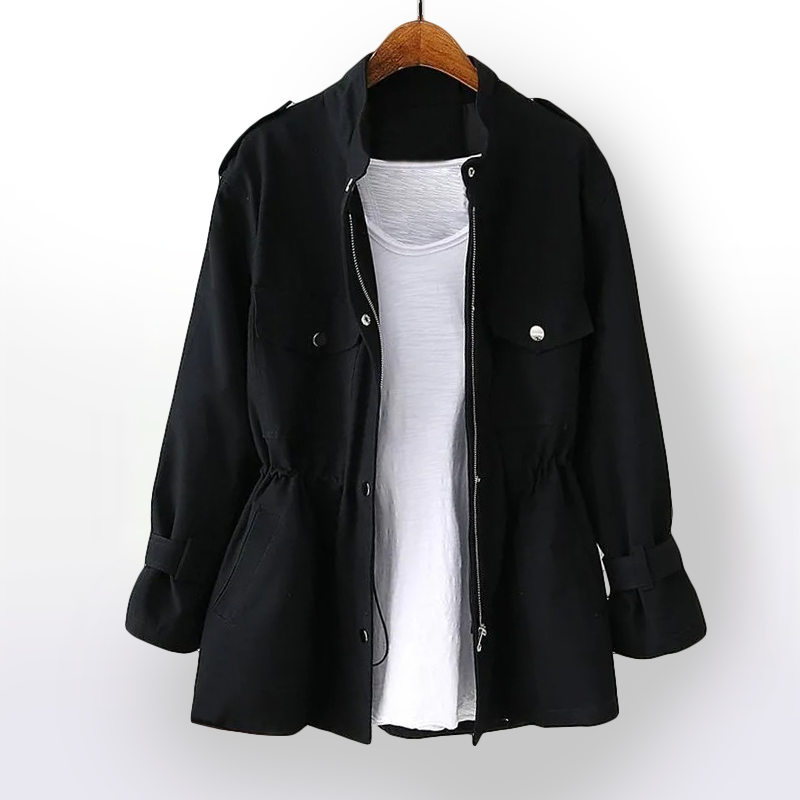 Cerelia - Women's Trench Coat  Stylish Casual Look with Luxurious Cotton Blend and Refined Details