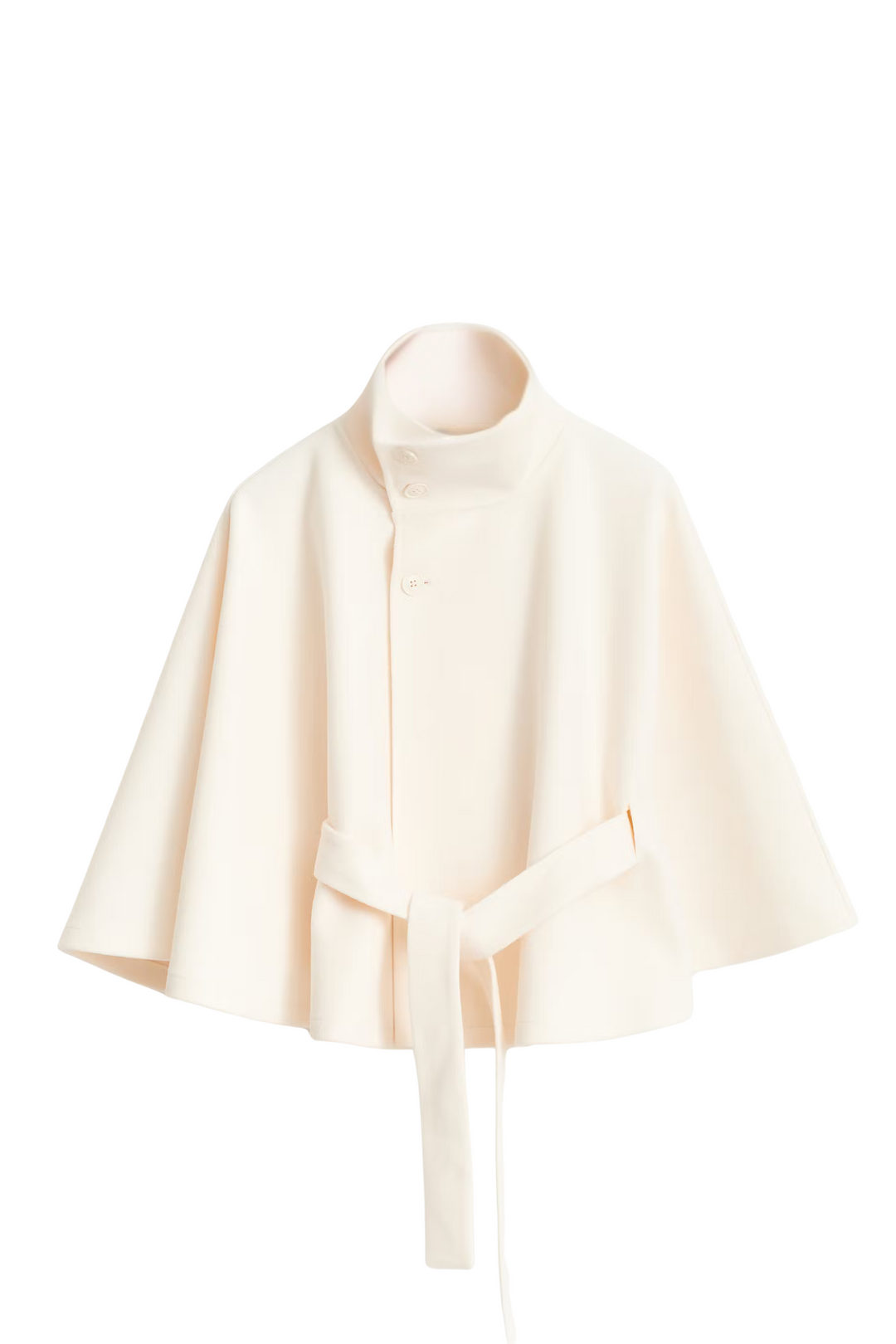 Esmerelle -  Loose-fitting autumn jacket with batwing sleeves and belt, elegant stand collar