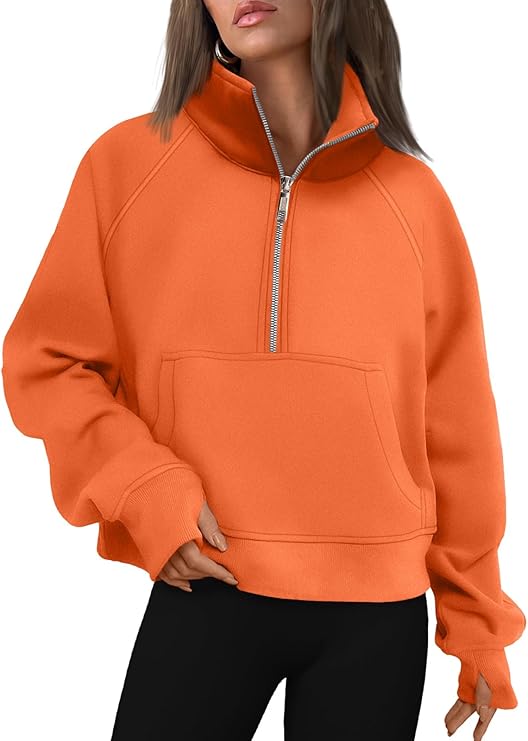 Daisy - Women’s Half Zip Cropped Pullover Sweatshirt  Fleece Quarter