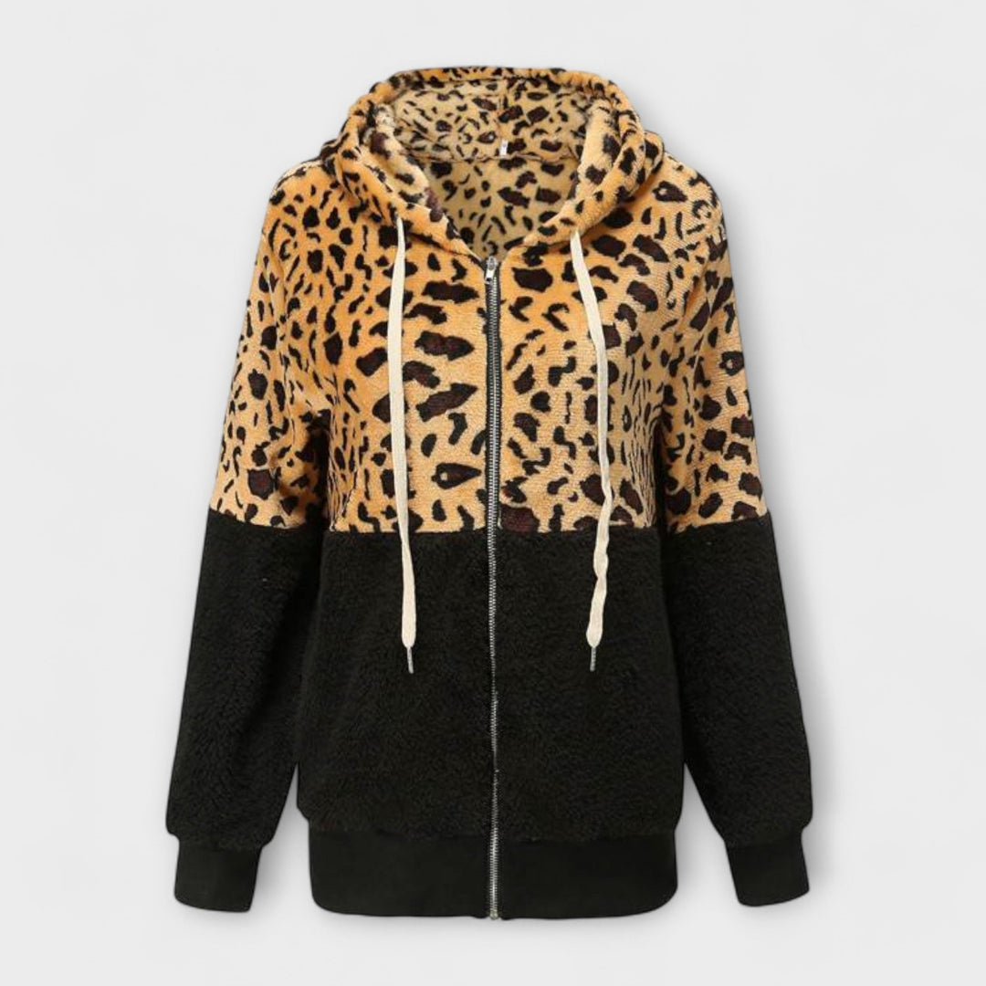 Athena - Fleece hoodie with leopard design