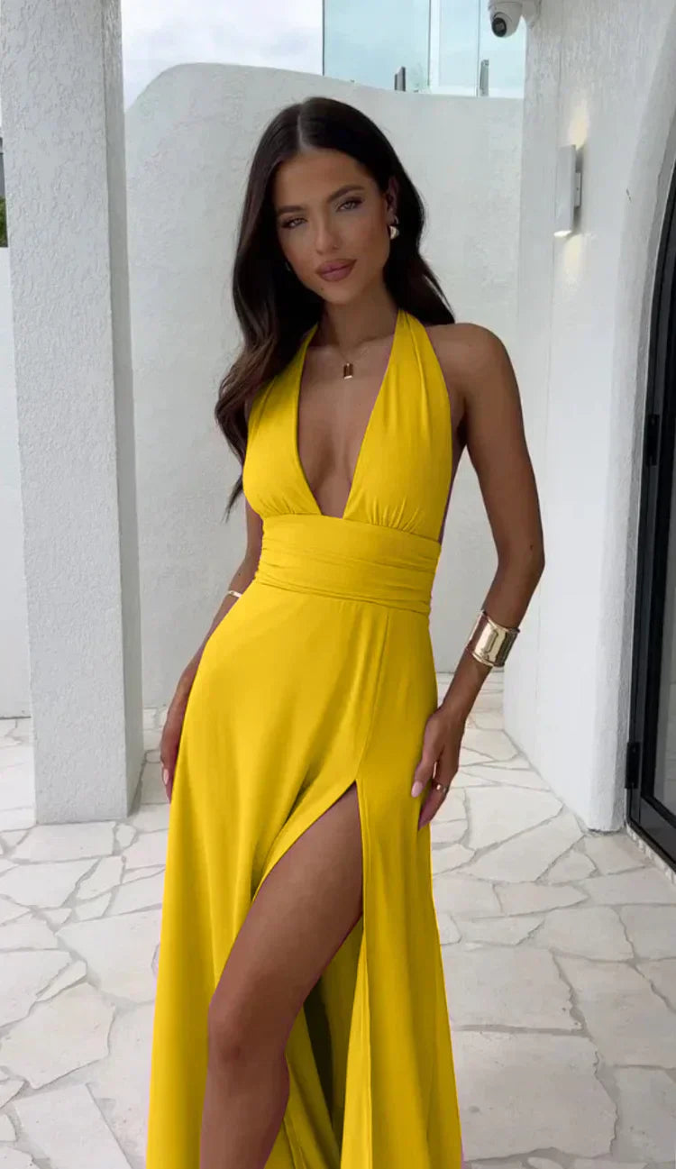 Celestine - Sexy Deep V-neck Split Dress