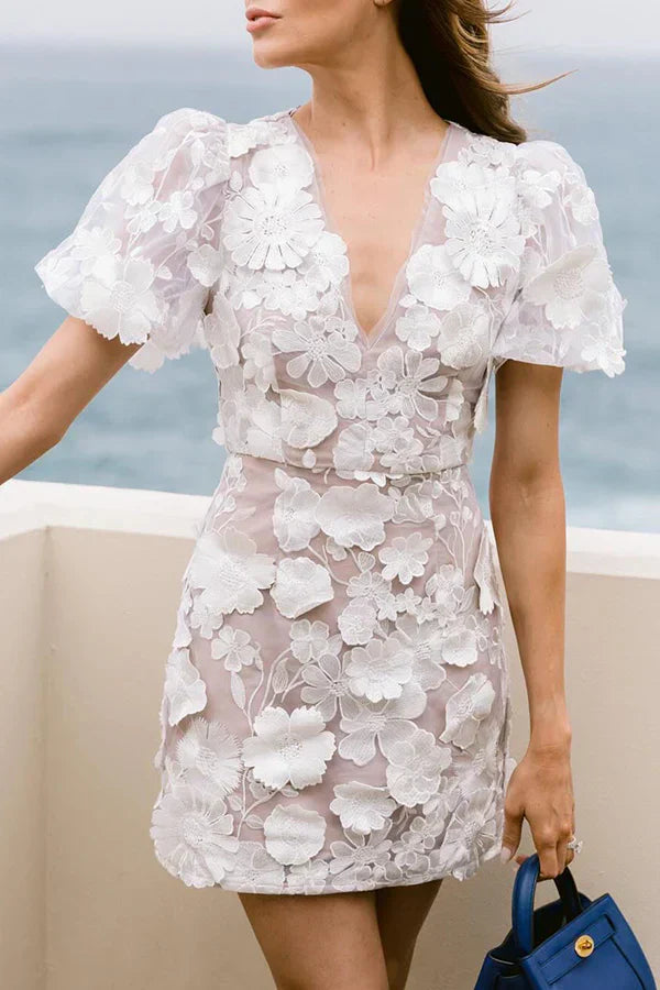 Cyra - Floral Mini Dress With Puff Sleeves