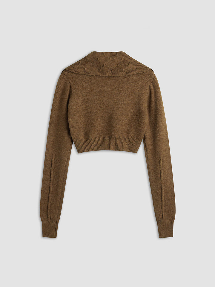 Cyrene - Women's Cropped Cardigan with Classic Collar  Elegant and Fitted for Summer