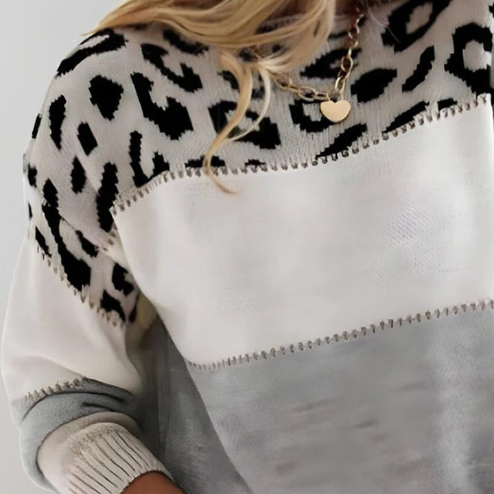 Vesper - Casual Sweater with Leopard Design