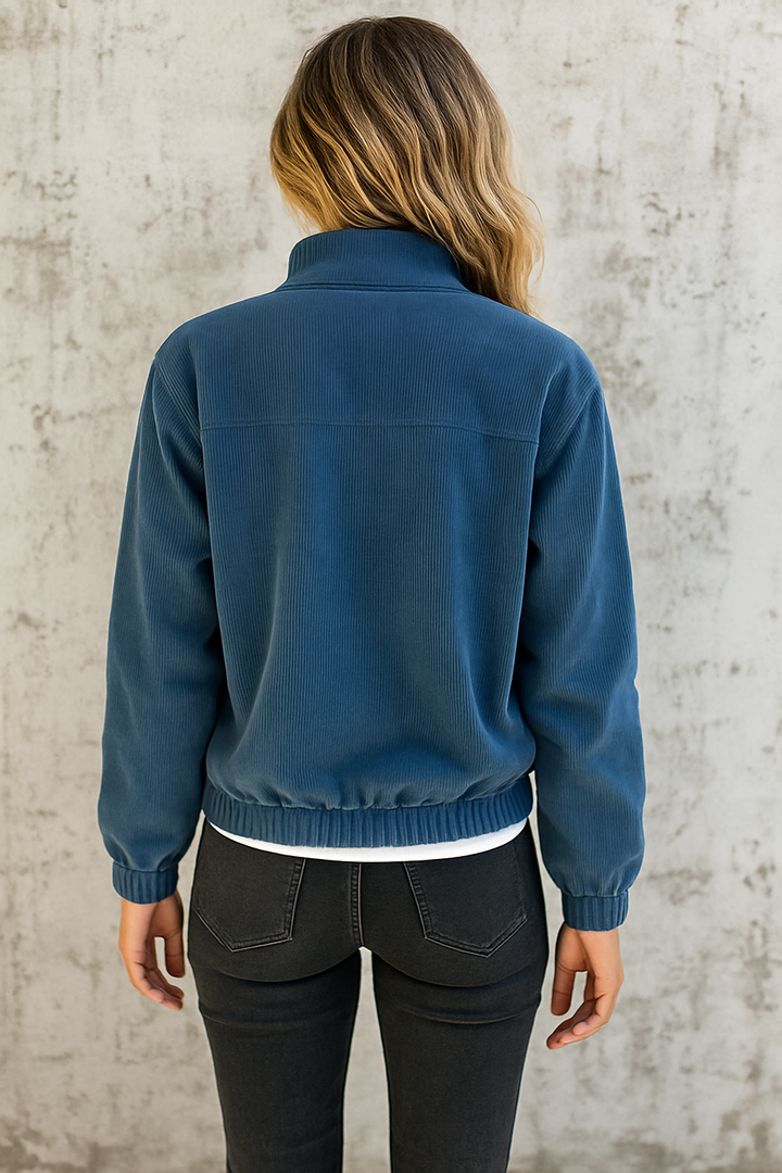 Maelis -  Women's ribbed jacket with zipper and straight fit