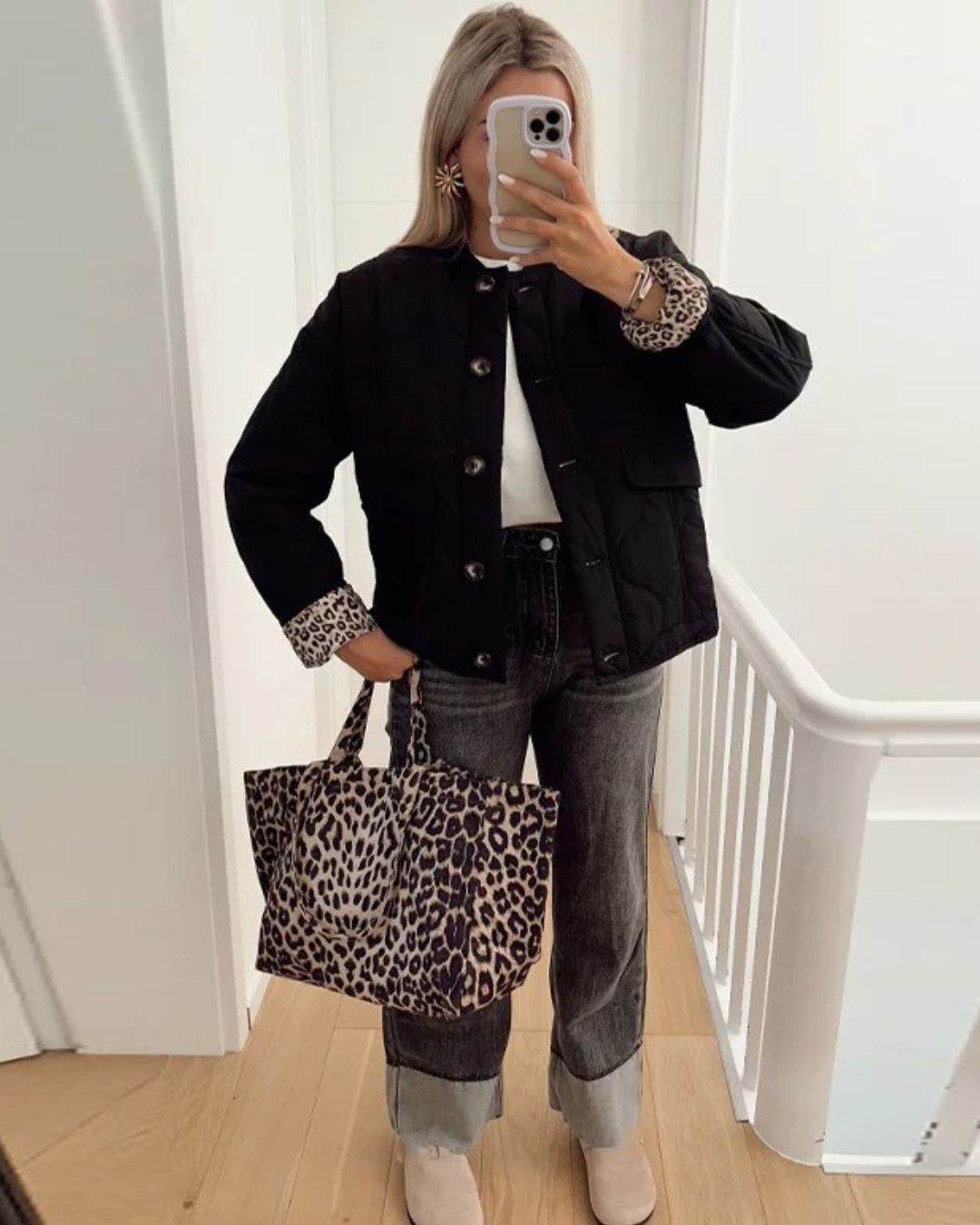 Ophelia - Women's Coat Trendy Leopard Print Fashionable Fit & Comfort for Autumn and Winter