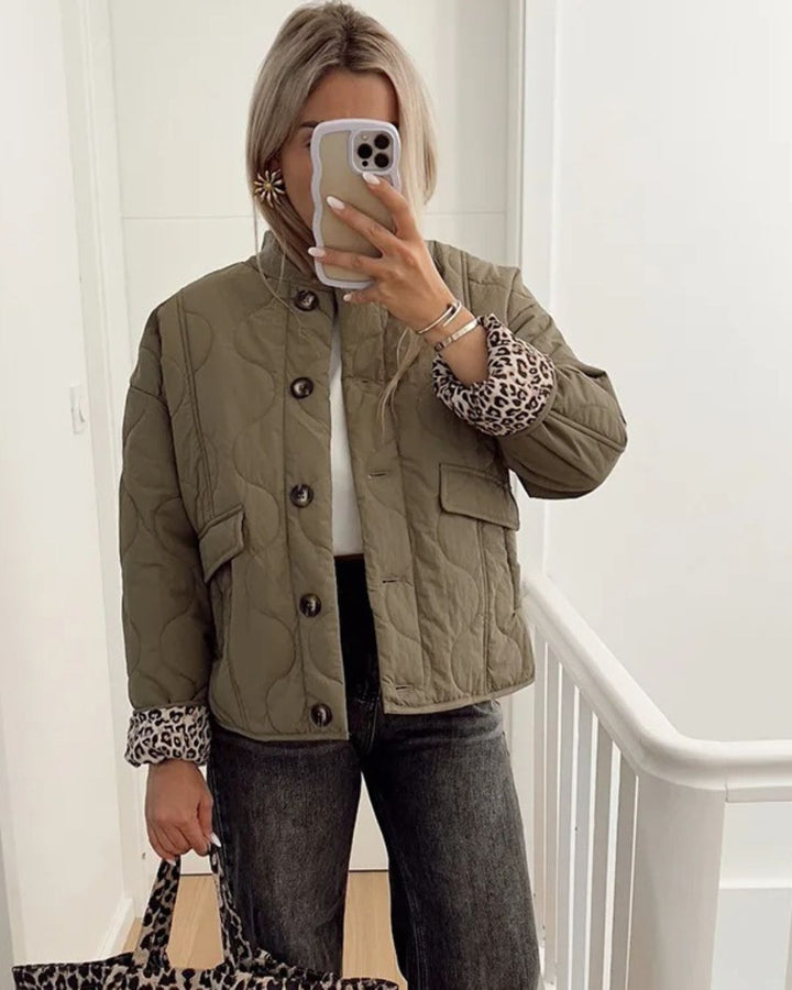 Ophelia - Women's Coat Trendy Leopard Print Fashionable Fit & Comfort for Autumn and Winter