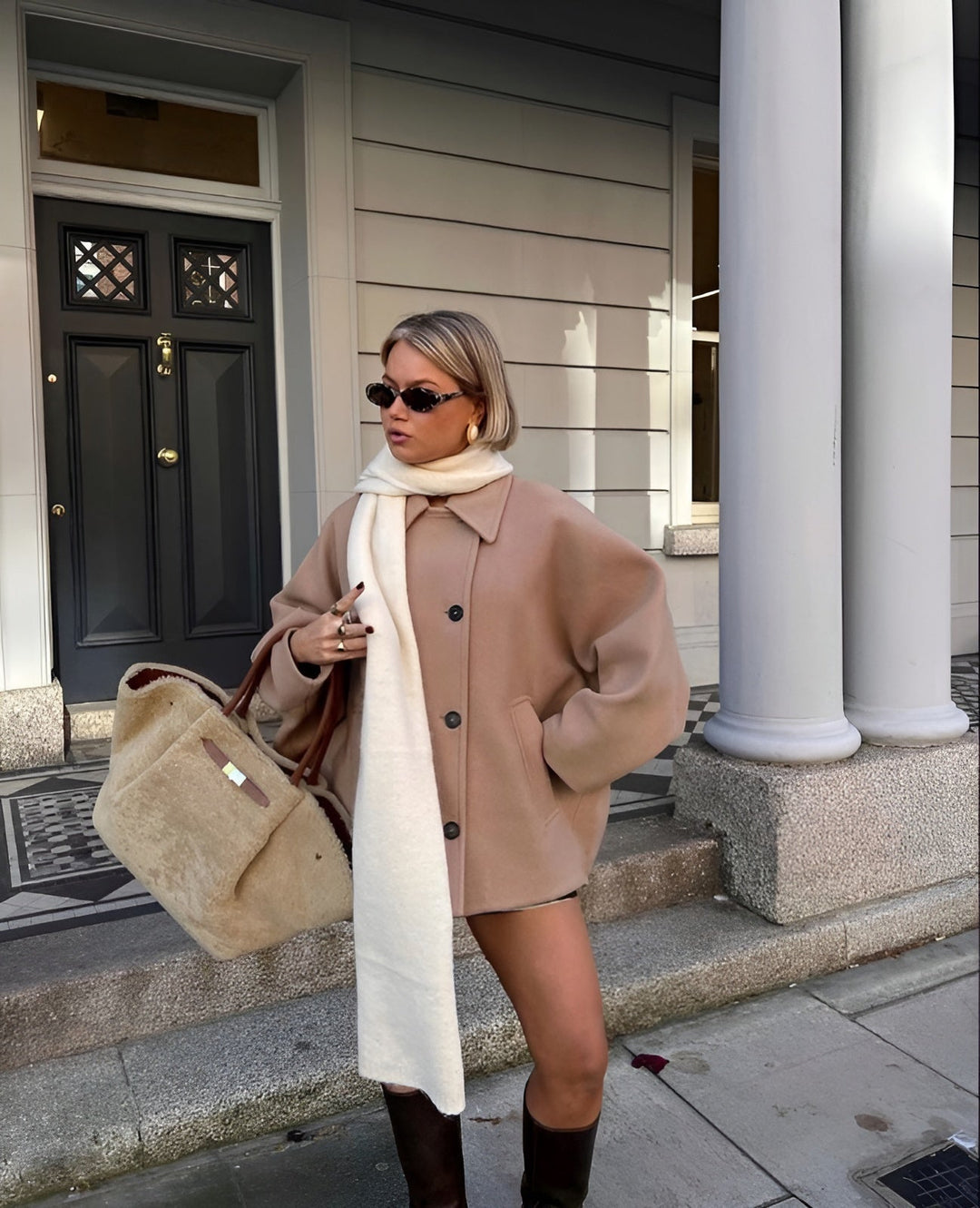Halona - Trendy oversized wollen jas