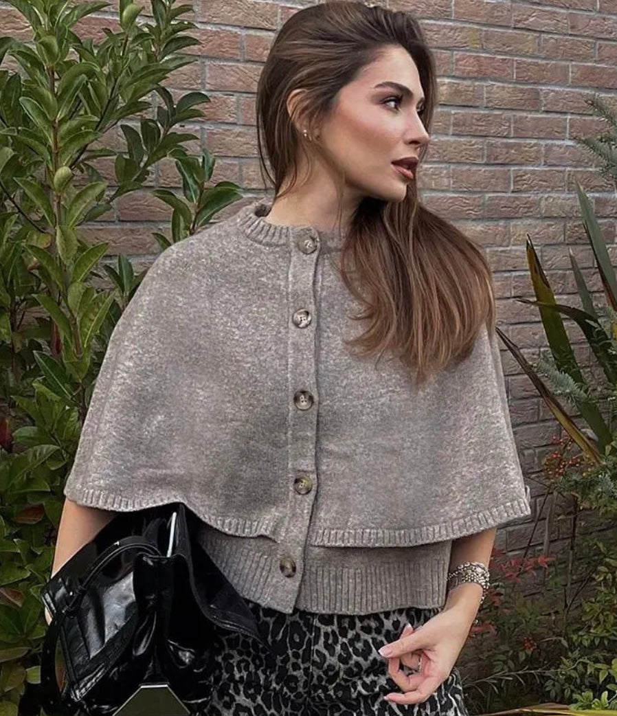 Dextra - Women's round neck cape vest with casual style