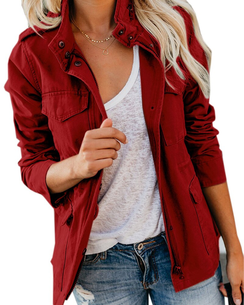 Alarice - Utility jacket with stand-up collar and functional pockets