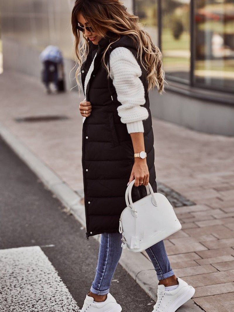 Avalora -  Long Quilted Bodywarmer with Hood