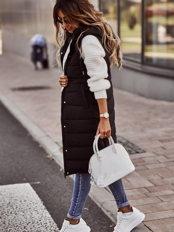 Avalora -  Long Quilted Bodywarmer with Hood