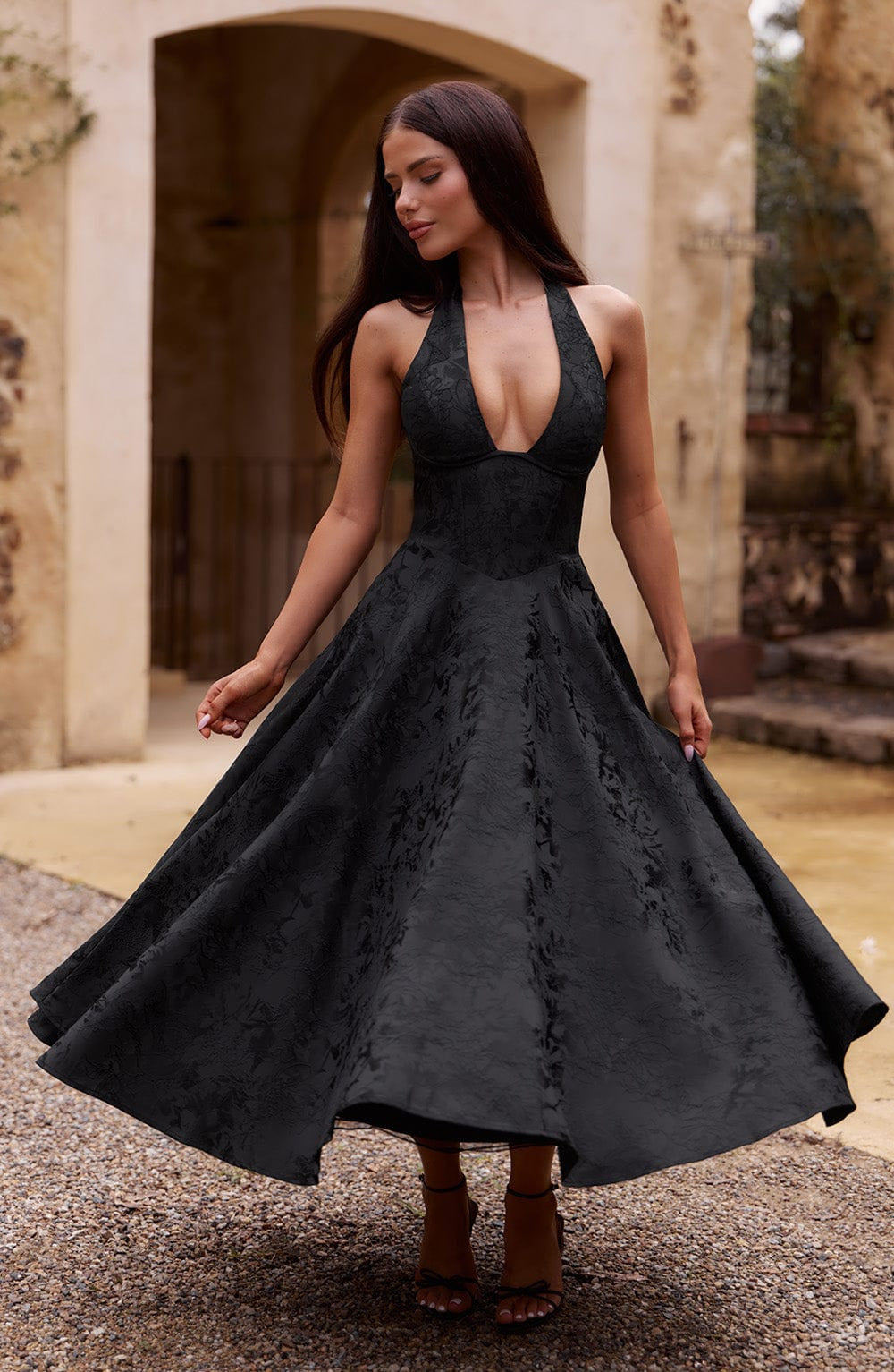 Frida - Halter Sleeveless Midi Dress