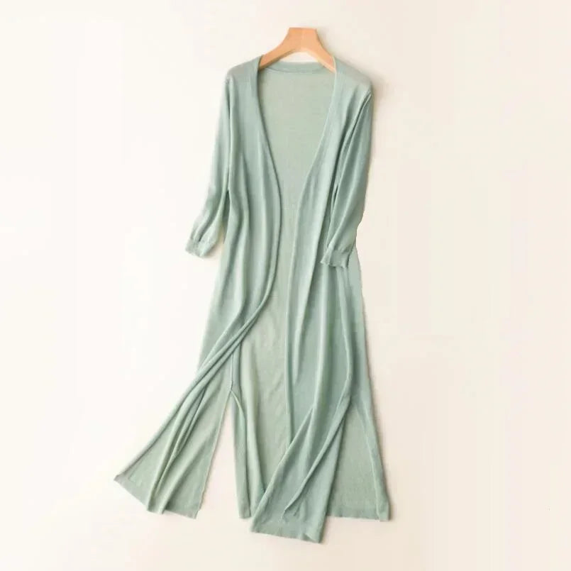 Carys - Women's Long Cardigan  Lightweight  Timeless Elegance  Breathable and Comfortable
