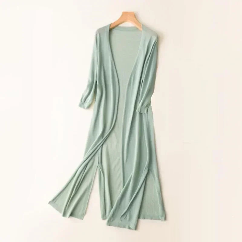 Carys - Women's Long Cardigan  Lightweight  Timeless Elegance  Breathable and Comfortable