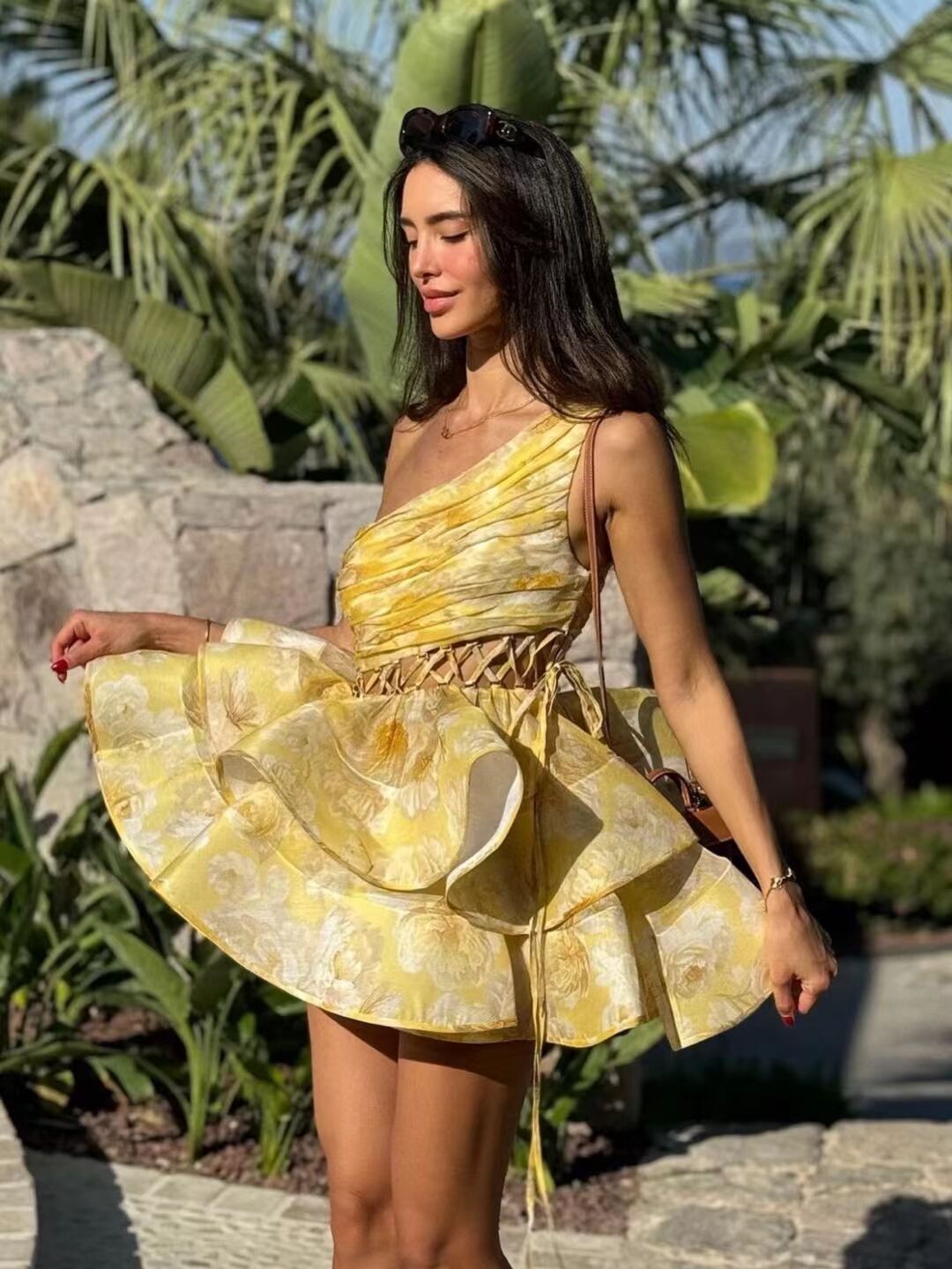 Nerissa - Floral One Shoulder Mini Dress