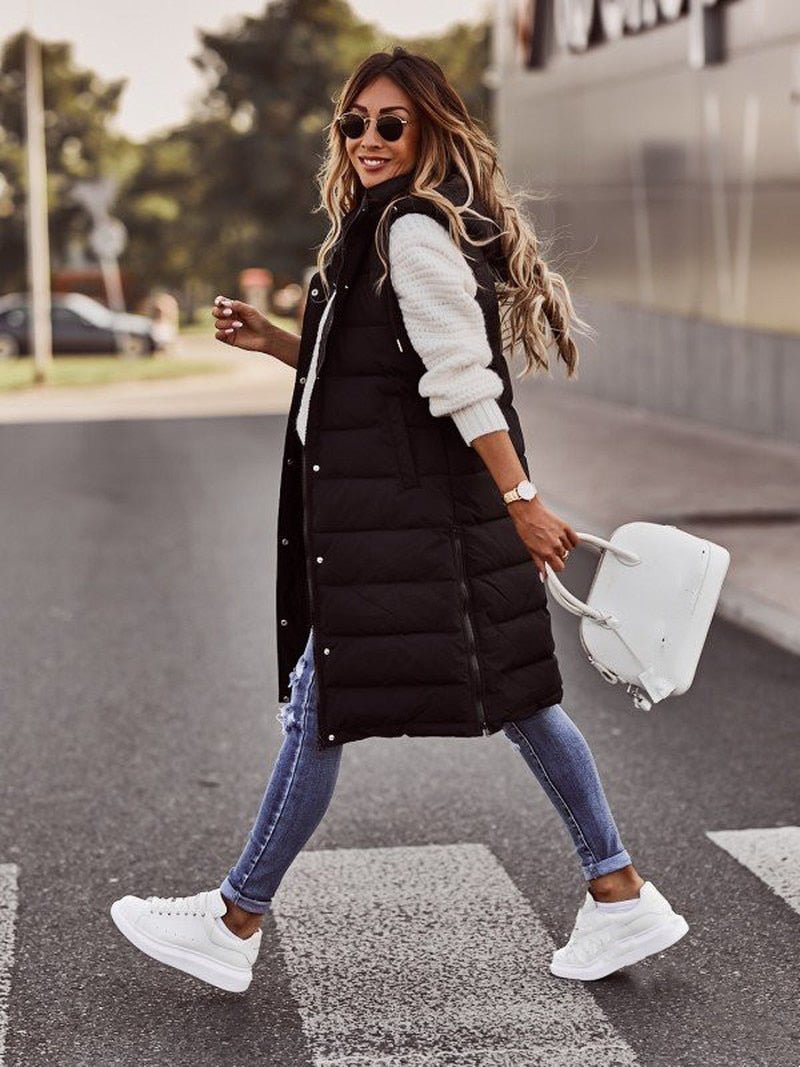 Avalora -  Long Quilted Bodywarmer with Hood