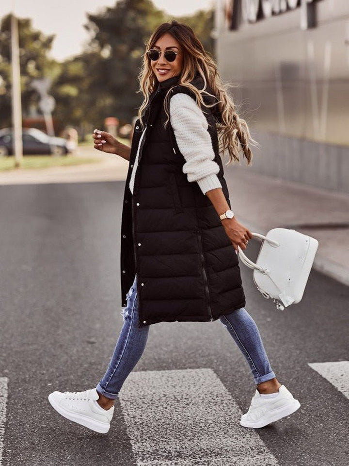 Avalora -  Long Quilted Bodywarmer with Hood