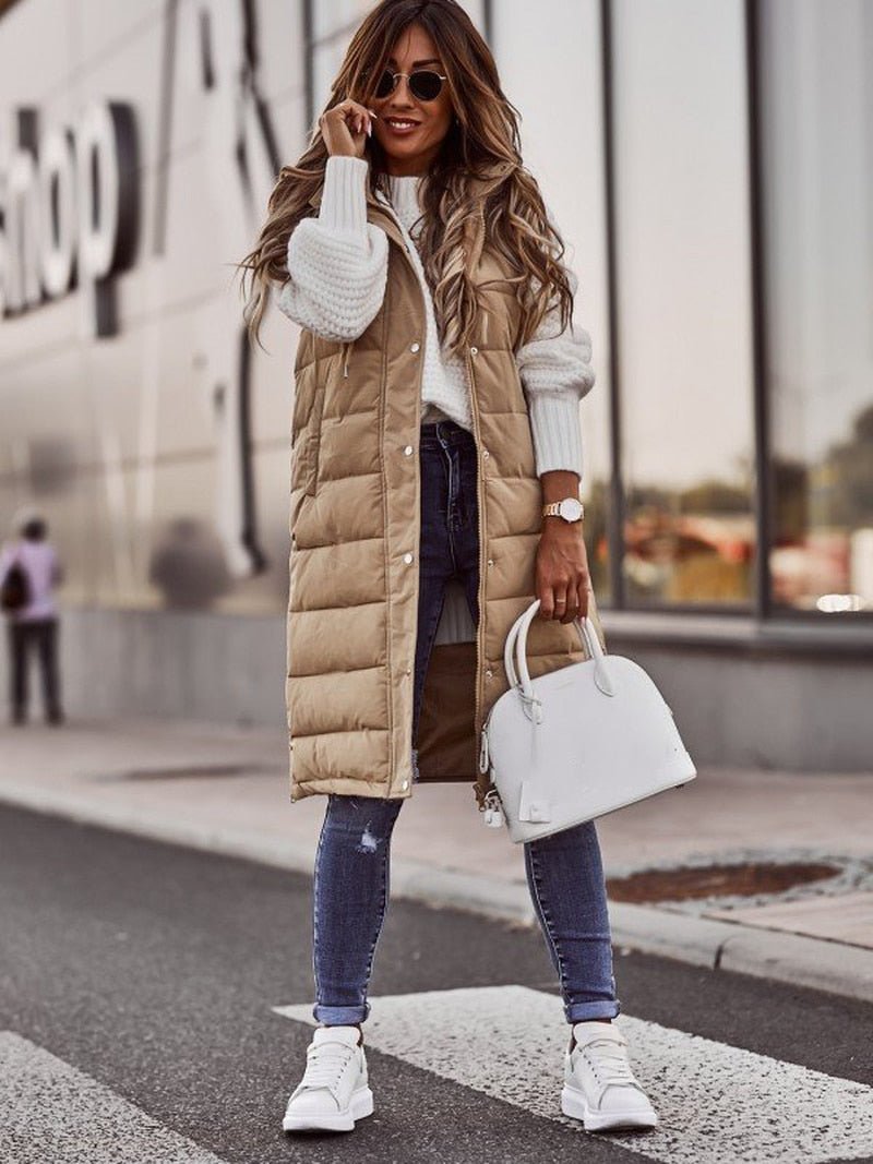 Avalora -  Long Quilted Bodywarmer with Hood