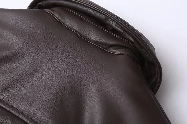 Azariah - Oversized Vegan Leather Jacket with Warm Lining