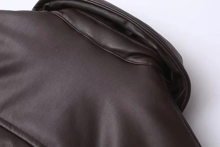 Azariah - Oversized Vegan Leather Jacket with Warm Lining