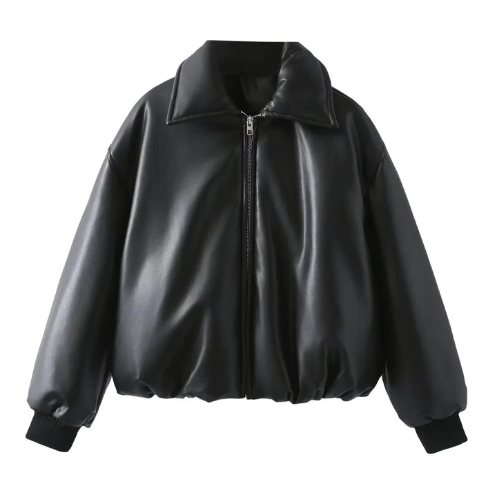 Azariah - Oversized Vegan Leather Jacket with Warm Lining