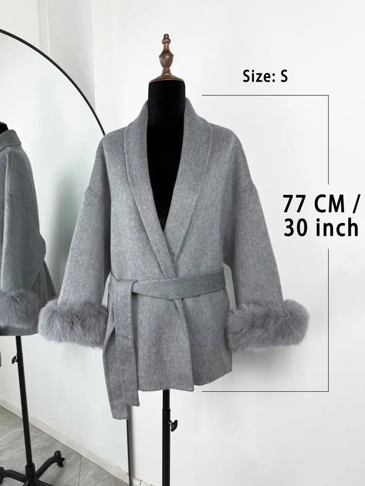 Eulalia - Tossy Fox Fur Wool Overcoat Women's Short Coat
