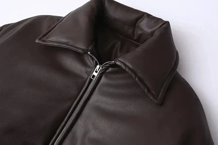 Azariah - Oversized Vegan Leather Jacket with Warm Lining